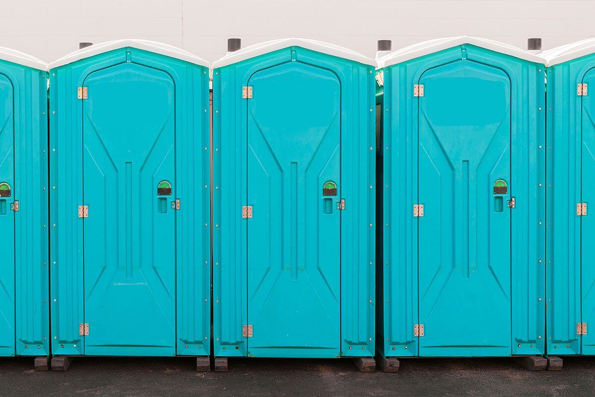 Industrial portable restroom units at a plant in Palmdale, California